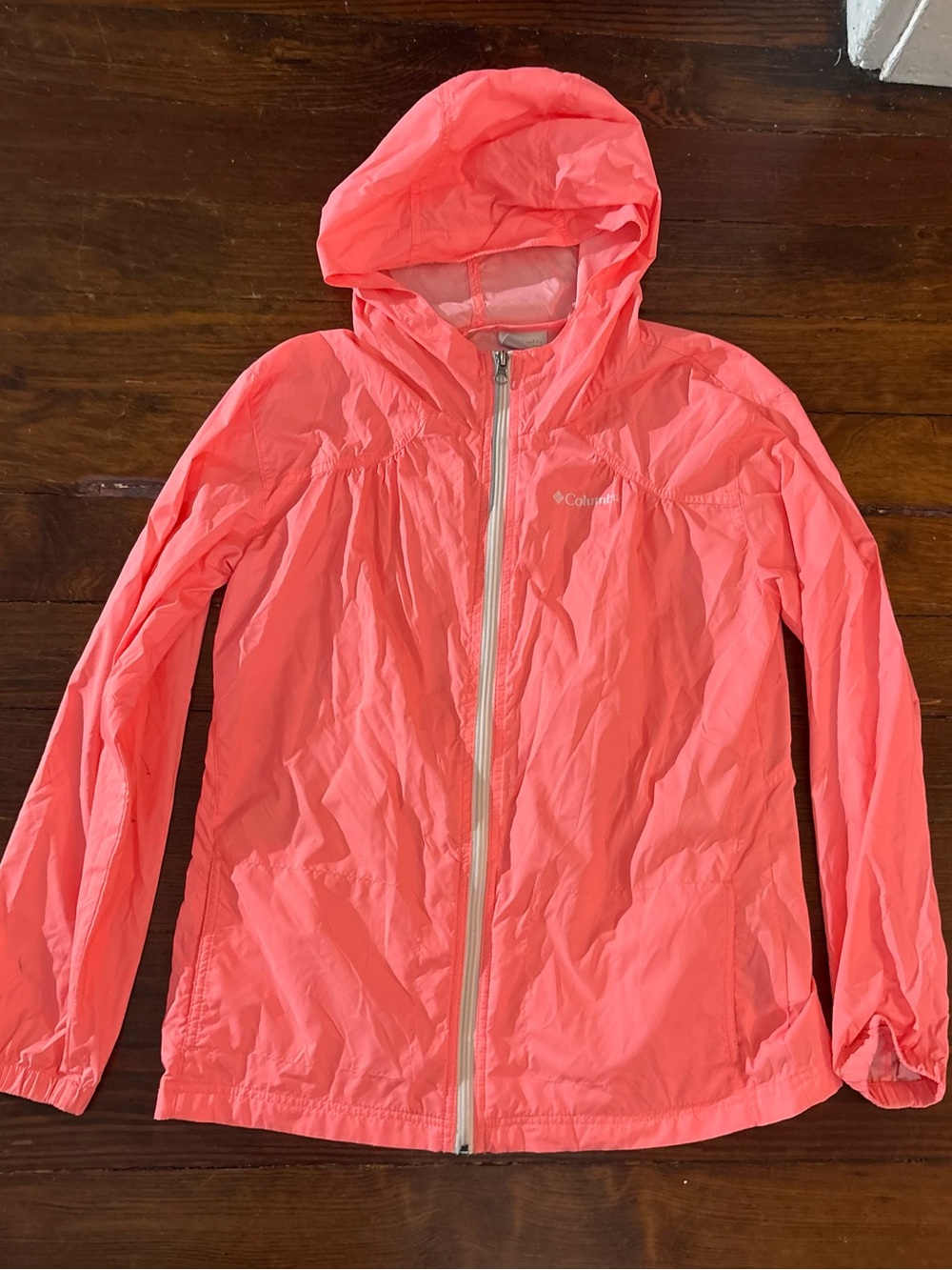 Columbia neon bright pink lightweight rain jacket zip up coat size XL